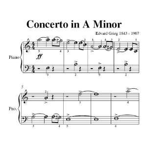   Concerto in a Minor Grieg Easy Piano Sheet Music Edvard Grieg Books