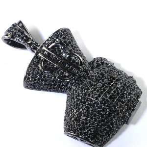  Black Plated Hip Hop Crystals Blackout Micro Pave Mens 