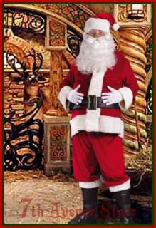 XL Velour Santa Claus Suit Clause Costume + Beard & Wig 887600653306 