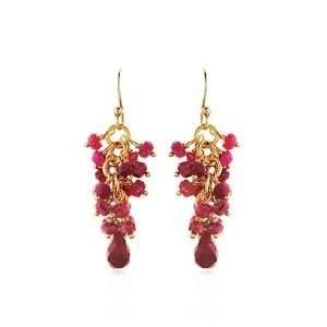  Ruby Cluster Earrings in 24 Karat Gold Jewelry