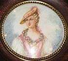 Antique Signed French Miniature Painting Mms. Pompadour