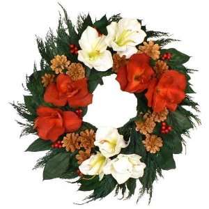  New Christmas Merry Amaryllis 18 Round Wreath