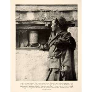  1933 Print India Speaks Halliburton Prayer Wheel Tibet 