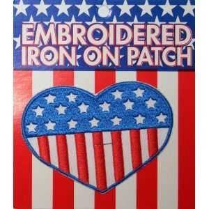 Stars and Stripes US USA Flag Heart Patriotic Carded Iron 