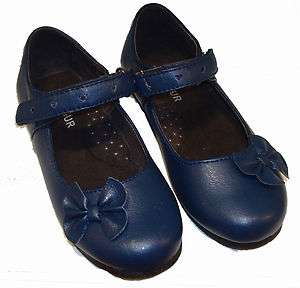 New ~ LAmour Navy Blue Mary Jane Shoes for Girls w/ Bows Sizes 5 1 