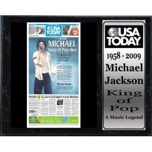  USA Today Front Page King of Pop 12x15 Statistic Plaque 