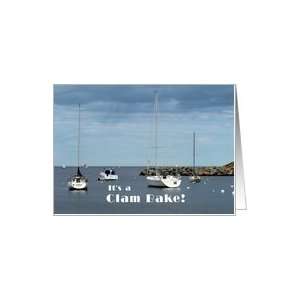 Clam Bake Invitation   Sailboats Card