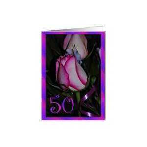  50   50th   FIFTY   ROSE BIRTHDAY   HAPPY BIRTHDAY Card 