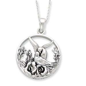  Sterling Silver Antiqued Love Bird 18in Necklace Jewelry