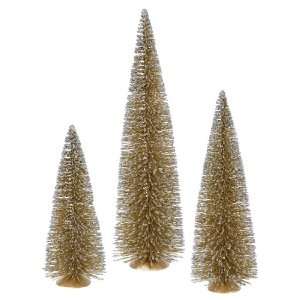   Whimsical Gold Glitter Artificial Mini Village Christmas Trees   Unlit