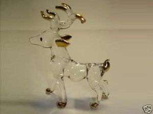 Glass Art~Gold Trim~Mule Deer~Model Figurine~GLA112  