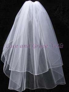 Rolled Edge First Holy Communion Veil in White, New  