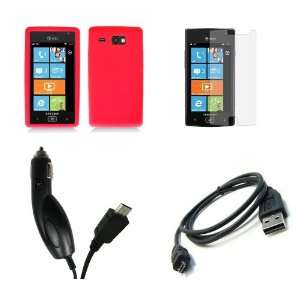 Samsung Focus Flash (AT&T) Premium Combo Pack   Red Silicone Soft Skin 