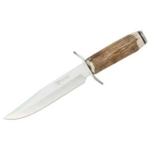  5020 Fixed Blade Bowie Knife with Genuine Stag Handle and Finger Guard
