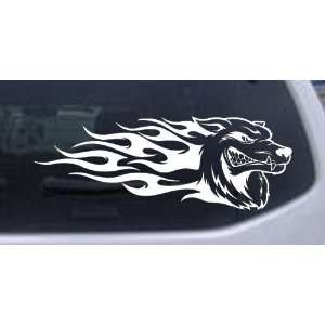 Wolf With Tribal Flames Tribal Car Window Wall Laptop Decal Sticker 