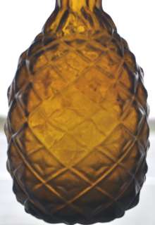 ANTIQUE AMBER MOUTH BLOWN GLASS FIGURAL PINEAPPLE BITTERS BOTTLE 