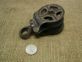 Vintage Cast Iron Double Pulley  Farm Antique Old Tools Implement 