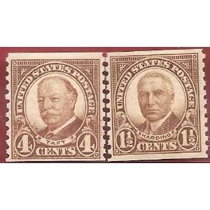 Stamps, U.S. Taft And Harding Coil Pair Scott 686/67 