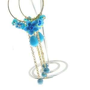  Elegant Polymer Clay Flower Earrings (Azure): Jewelry