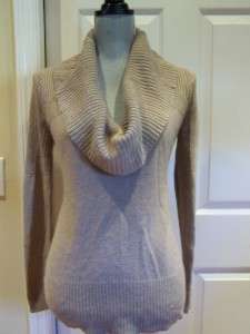   Light Taupe Wide Cowl Neck Rabbit Hair & Cotton Sweater Size M  