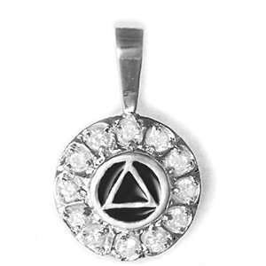 Alcoholics Anonymous Sterling Silver AA Symbol Pendant, #962 3, 5/8 