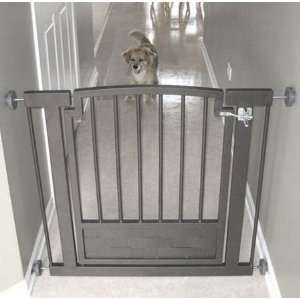  Metal Hallway Dog Gate   Black: Pet Supplies