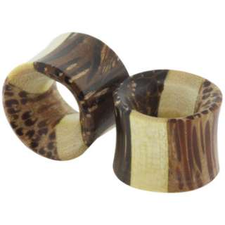 Pair Real Organic Tri Color Ear Tunnels Plugs  