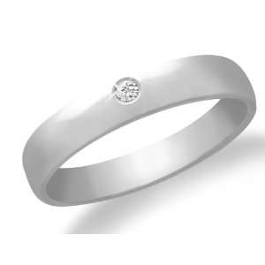  10k White Gold Solitaire Diamond Band Ring (0.03 cttw, I J 