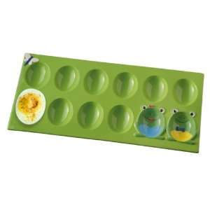   Road Whimsical Egg Plate Green Tray with Frogs 