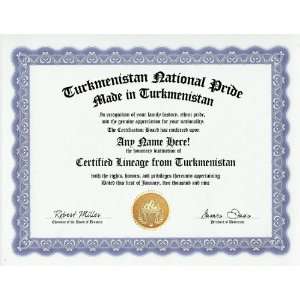  Turkmenistan Turkmen National Pride Certification Custom 