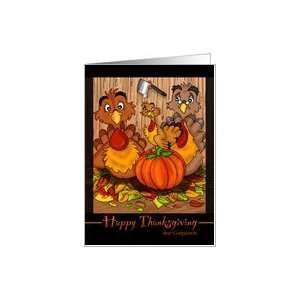  Turkeys in a Barn   Thanksgiving Card for Godparents Card 