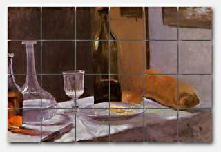 Still Life with Bottle, Carafe, Bread and Wine by Claude Monet 