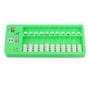   Heart Pattern Green Frame White Plastic Beads 11 Rods Soroban Abacus