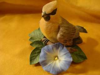 LENOX CEDAR WAXWING Lifelike Bird w/Morning Glories  