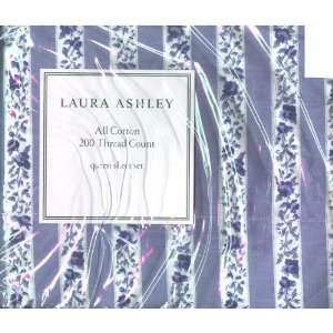   Laura Ashley Queen Sheet Set   Rose Pale Chambray Blue: Home & Kitchen