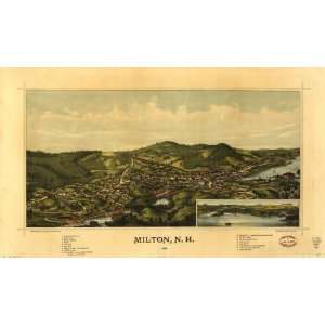  Historic Panoramic Map Milton, N.H., 1888 / drawn 