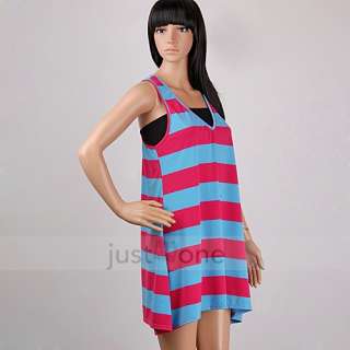   Girl Sexy V Neck Striped Sundress Beachwear Dress + Tube Tops  