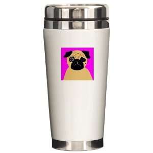    Wink, the Pug Dog Ceramic Travel Mug by CafePress: Home & Kitchen