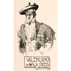  1905 Lithograph Valencia Spain Gala Dress Man Cultural 