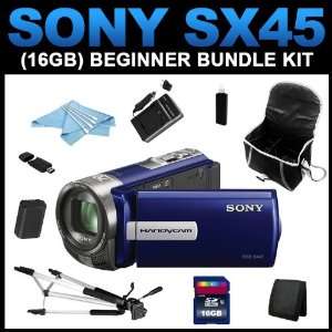  Sony DCR SX45 Handycam Camcorder (Blue) (16GB Beginner 