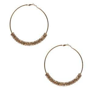  G by GUESS Hoop Earrings With Rhinestone Beads, GOLD 