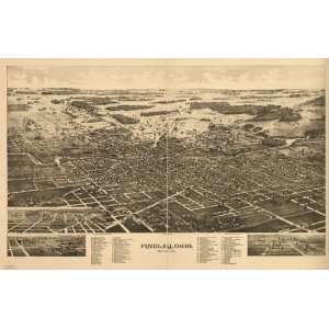  Historic Panoramic Map Findlay, Ohio, the Gas City 