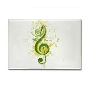  Rectangle Magnet Green Treble Clef 