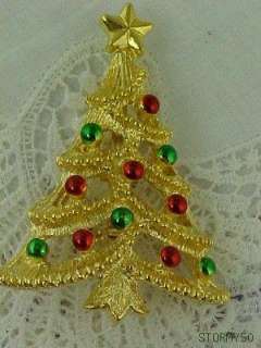 Vtg Gerrys Christmas Tree Pin Brooch with Ornaments  
