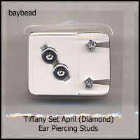 Steel April Prong Set Ear Piercing Studs (6 pair)  