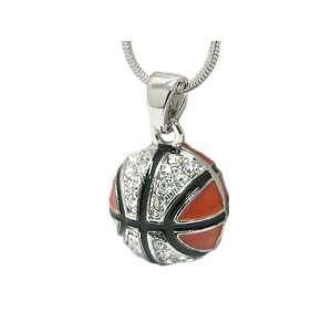  Crystal Deco Basketball Pendant Necklace Fashion Jewelry 