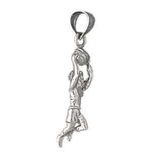   White Gold Pendant 3 D Basketball 3.3   Gram(s) CleverSilver Jewelry