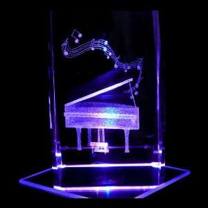  Grand Piano 3D Laser Etched Crystal includes Two Separate 