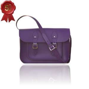 : Vintage British Leather Satchel hand crafted from Deep Purple Hide 