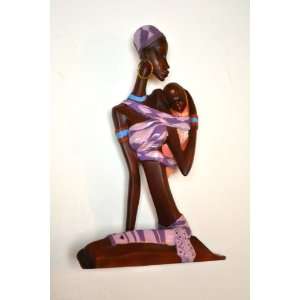  9 Traditional African Mother Hugging Baby Figurine Sculpture 